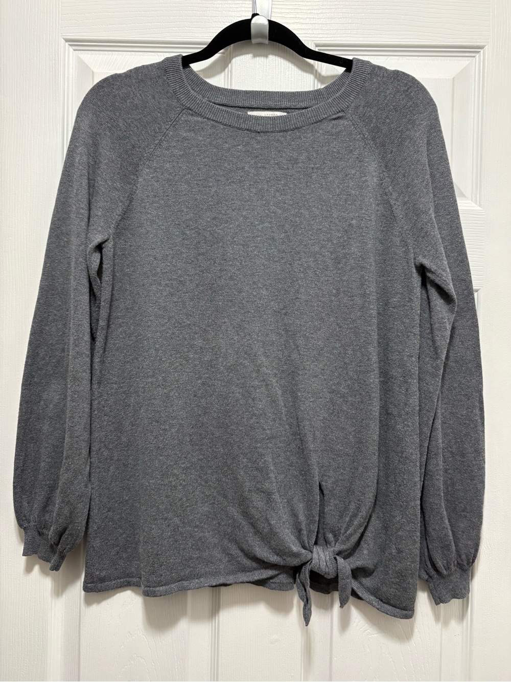 LC Lauren Conrad Gray Tie Front Knit Sweater Balloon Sleeve Size Medium